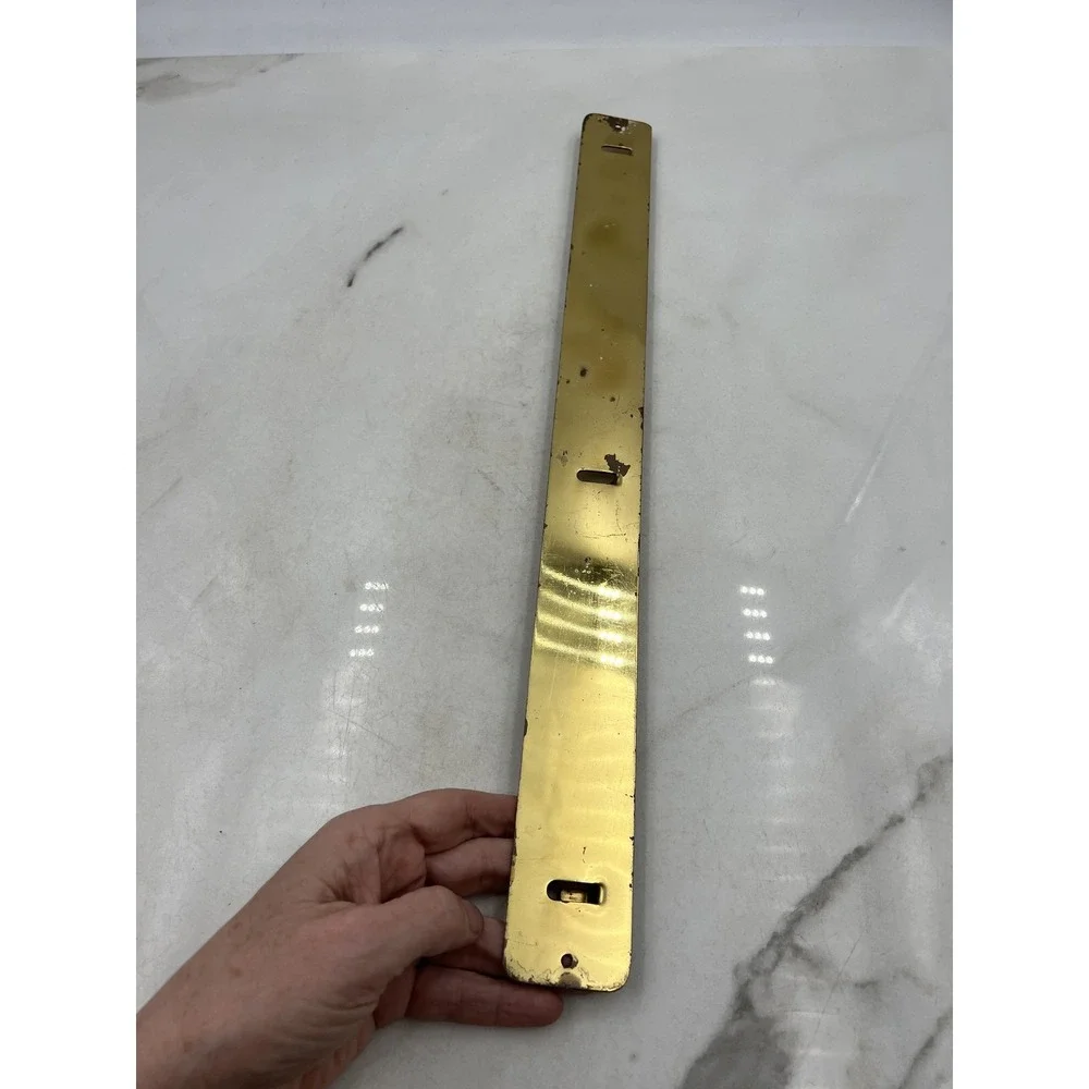 Vintage Brass Wall Mount Coat Rack 3 Hook Towel Bar Gold Tone Mid Century 19.5in